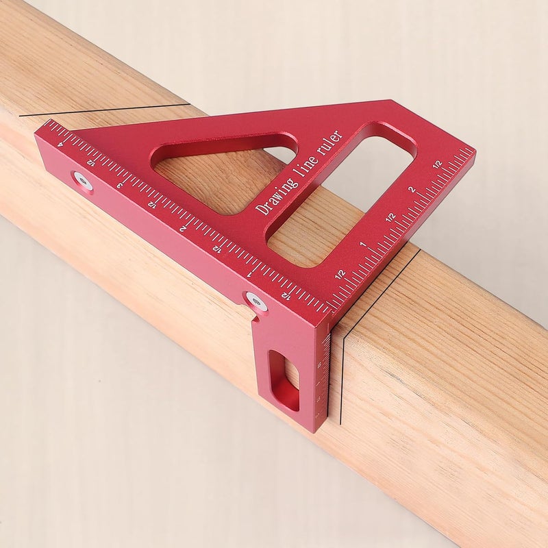 KETIPED Imperial 3D Multi-Angle Measuring Ruler,45/90 Degree Aluminum Alloy Woodworking Square Protractor, Miter Triangle Ruler High Precision Layout Measuring Tool for Engineer Carpenter,003R - Image 1